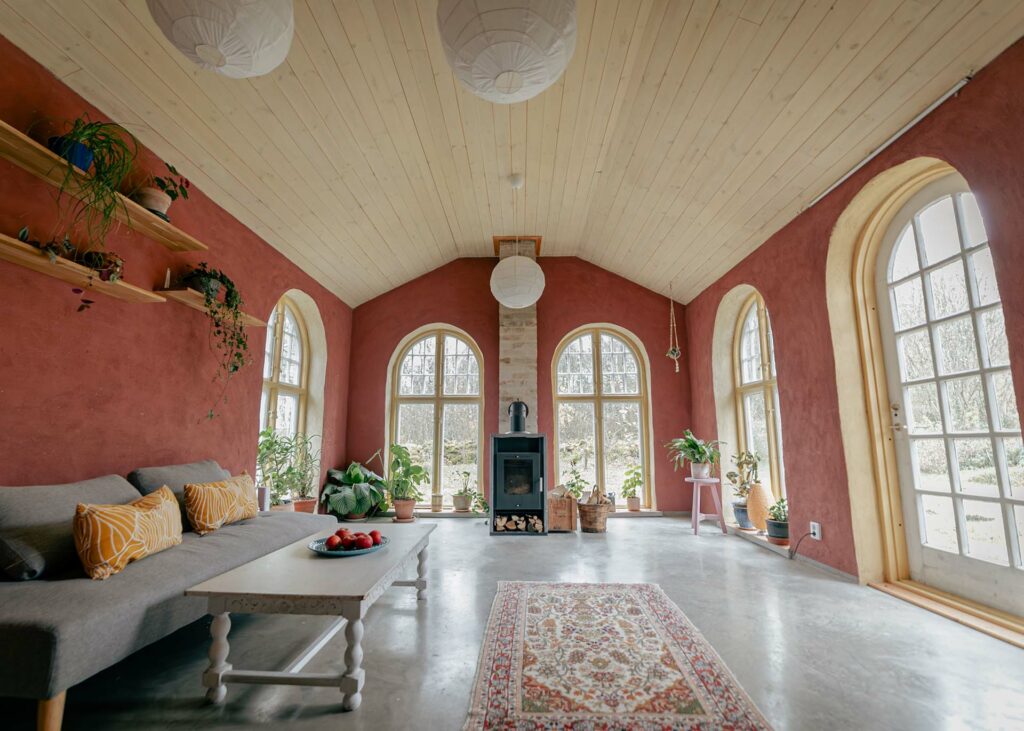 Bjarkagård på Österlen vardagsrummet